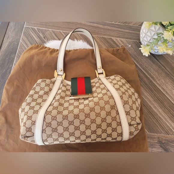 GUCCI Beige Web Tote Bag - Picture 13 of 16
